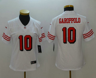 Women's San Francisco 49ers #10 Jimmy Garoppolo White 2018 Color Rush Vapor Untouchable Limited Jersey