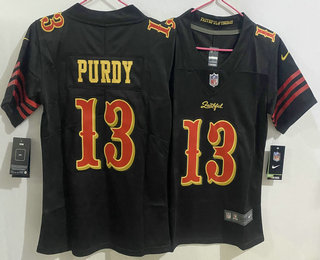 Women's San Francisco 49ers #13 Brock Purdy Limited Black Rivalries Vapor Jersey