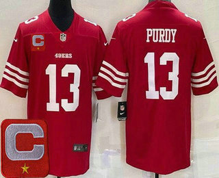 Women's San Francisco 49ers #13 Brock Purdy Limited Red C Patch Vapor Jersey
