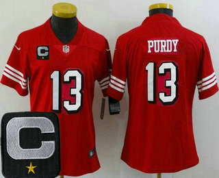 Women's San Francisco 49ers #13 Brock Purdy Limited Red Throwback C Patch Vapor Jersey