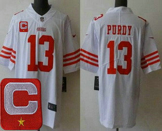 Women's San Francisco 49ers #13 Brock Purdy Limited White C Patch Vapor Jersey