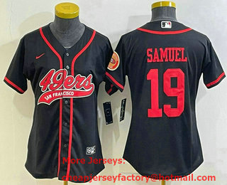 Women's San Francisco 49ers #19 Deebo Samuel Black With Patch Cool Base Stitched Baseball Jersey