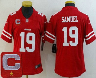 Women's San Francisco 49ers #19 Deebo Samuel Limited Red C Patch Vapor Jersey