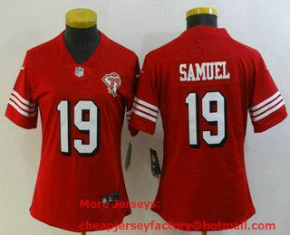 Women's San Francisco 49ers #19 Deebo Samuel Red 75TH 2021 Color Rush Vapor Untouchable Limited Jersey
