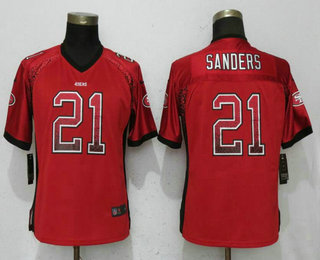 Women's San Francisco 49ers #21 Deion Sanders Red Drift Stitched NFL Nike Fashion Elite Jersey