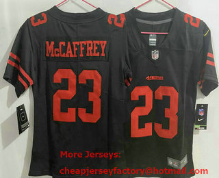 Women's San Francisco 49ers #23 Christian McCaffrey 2022 Black Vapor Untouchable Stitched Limited Jersey