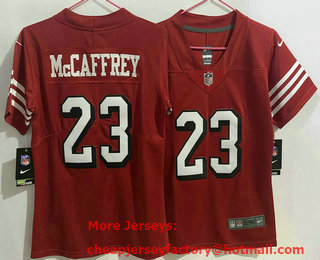 Women's San Francisco 49ers #23 Christian McCaffrey New Red 2022 Color Rush Vapor Untouchable Limited Jersey