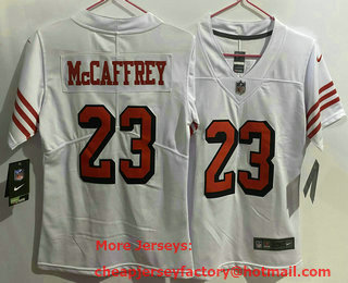 Women's San Francisco 49ers #23 Christian McCaffrey New White 2022 Color Rush Vapor Untouchable Limited Jersey