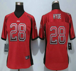 Women's San Francisco 49ers #28 Carlos Hyde Red Drift Fashion NFL Nike Jersey