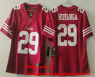 Women's San Francisco 49ers #29 Talanoa Hufanga Red Limited Vapor Jersey