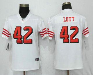 Women's San Francisco 49ers #42 Ronnie Lott White 2018 Color Rush Vapor Untouchable Limited Jersey