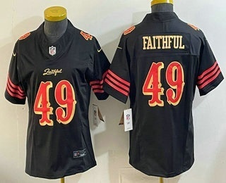 Women's San Francisco 49ers #49 Faithful Limited Black Rivalries FUSE Vapor Jersey