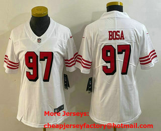 Women's San Francisco 49ers #97 Nick Bosa White 2023 Color Rush Vapor Limited Jersey