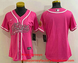 Women's San Francisco 49ers Blank Pink With Patch Cool Base Stitched Baseball Jersey