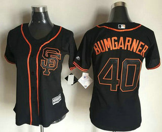 Women's San Francisco Giants #40 Madison Bumgarner Black SF Cool Base Baseball Jersey