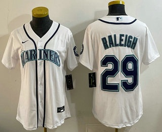Women's Seattle Mariners #29 Cal Raleigh White Cool Base Jersey