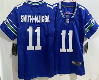 Women's Seattle Seahawks #11 Jaxon Smith Njigba Limited Blue Throwback Vapor Jersey