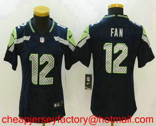 Women's Seattle Seahawks #12 12th Fan Navy Blue 2017 Vapor Untouchable Stitched NFL Nike Limited Jersey