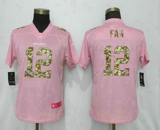Women's Seattle Seahawks #12 12th Fan Pink Pink Camo Fashion 2019 Vapor Untouchable Stitched NFL Nike Limited Jersey