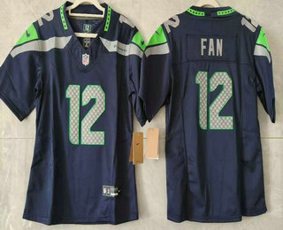 Women's Seattle Seahawks #12 Fan Limited FUSE Navy Vapor Jersey