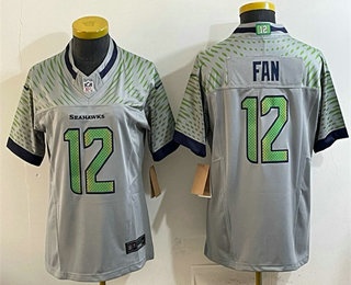 Women's Seattle Seahawks #12 Fan Limited Gray Rivalries FUSE Vapor Jersey