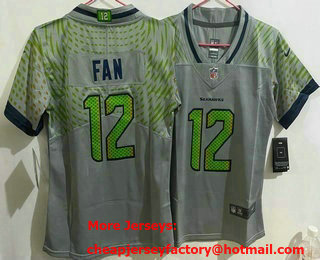 Women's Seattle Seahawks #12 Fan Limited Grey Vapor Jersey