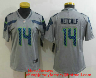 Women's Seattle Seahawks #14 D.K. Metcalf Grey 2017 Vapor Untouchable Stitched NFL Nike Limited Jersey
