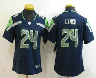 Women's Seattle Seahawks #24 Marshawn Lynch Navy Blue 2017 Vapor Untouchable Stitched NFL Nike Limited Jersey