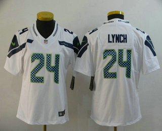 Women's Seattle Seahawks #24 Marshawn Lynch White 2017 Vapor Untouchable Stitched NFL Nike Limited Jersey