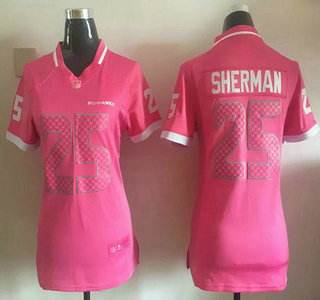 Women's Seattle Seahawks #25 Richard Sherman Pink Bubble Gum 2015 NFL Jersey