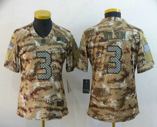 Women's Seattle Seahawks #3 Russell Wilson 2018 Camo Salute to Service Stitched NFL Nike Limited Jersey