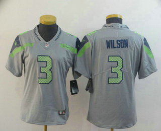Women's Seattle Seahawks #3 Russell Wilson Grey 2019 Inverted Legend Stitched NFL Nike Limited Jersey
