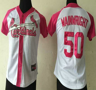 Women's St. Louis Cardinals #50 Adam Wainwright White Fashion Womens Jersey