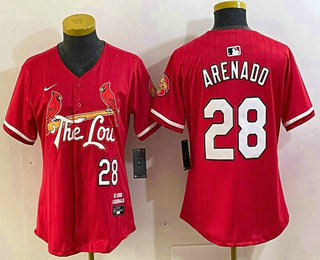 Women's St Louis Cardinals #28 Nolan Arenado Red 2024 City Connect Limited Stitched Jersey