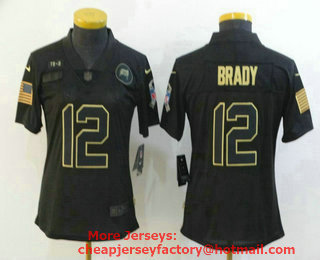 Women's Tampa Bay Buccaneers #12 Tom Brady Black 2020 Salute To Service Stitched NFL Nike Limited Jersey