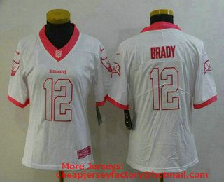 Women's Tampa Bay Buccaneers #12 Tom Brady White Pink 2016 Color Rush Fashion NFL Nike Limited Jersey