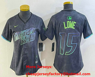 Women's Tampa Bay Rays #15 Josh Lowe Charcoal 2024 City Connect Limited Stitched Jersey
