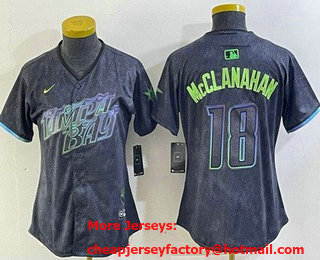 Women's Tampa Bay Rays #18 Shane McClanahan Charcoal 2024 City Connect Limited Cool Base Jersey