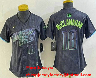 Women's Tampa Bay Rays #18 Shane McClanahan Charcoal 2024 City Connect Player Number Limited Cool Base Jersey