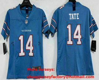 Women's Tennessee Titans #14 Carnell Tate Limited Light Blue Vapor Jersey