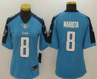 Women's Tennessee Titans #8 Marcus Mariota Light Blue 2017 Vapor Untouchable Stitched NFL Nike Limited Jersey