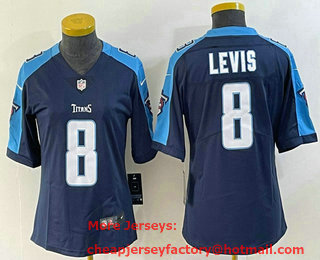 Women's Tennessee Titans #8 Will Levis Navy Blue 2022 Vapor Untouchable Stitched Nike Limited Jersey