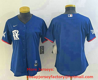 Women's Texas Rangers Blank Royal Blue 2023 City Connect Stitched Baseball Jersey