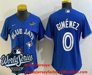 Women's Toronto Blue Jays #0 Andres Gimenez Blue 2025 World Series Cool Base Jersey
