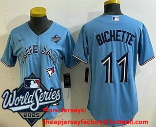 Women's Toronto Blue Jays #11 Bo Bichette Light Blue 2025 World Series Cool Base Jersey