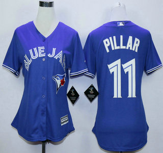 Women's Toronto Blue Jays #11 Kevin Pillar Alternate Blue 2015 MLB Cool Base Jersey