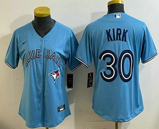 Women's Toronto Blue Jays #30 Alejandro Kirk Light Blue Cool Base Jersey