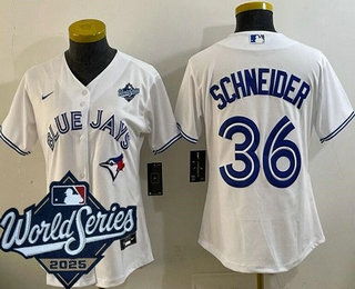 Women's Toronto Blue Jays #36 Davis Schneider White 2025 World Series Cool Base Jersey