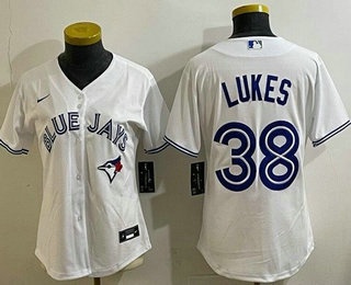 Women's Toronto Blue Jays #38 Nathan Lukes White Cool Base Jersey