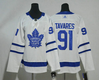 Women's Toronto Maple Leafs #91 John Tavares White Away Stitched NHL Jerse